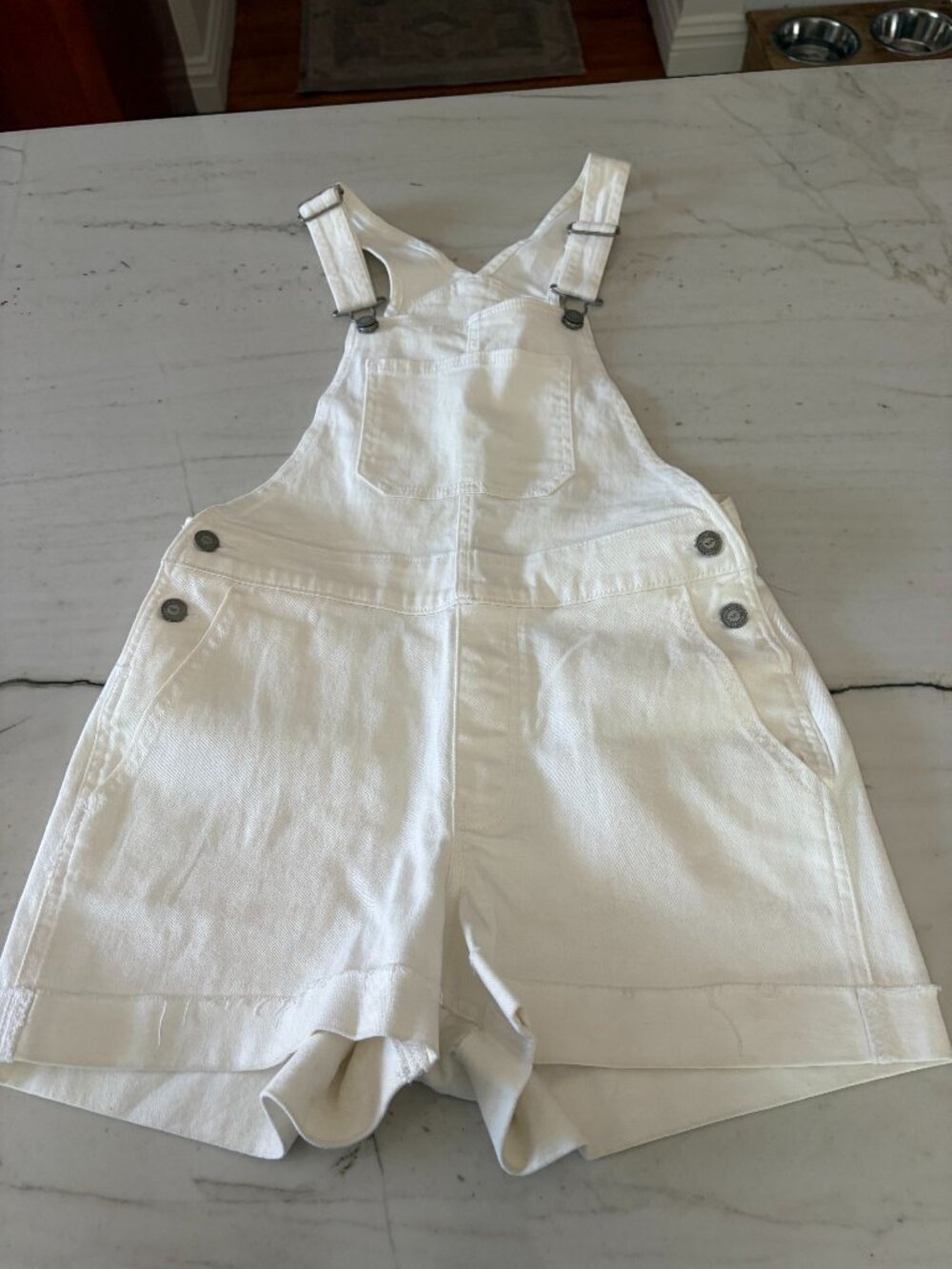 WHITE DENIM OVERALLS - Hollister size S